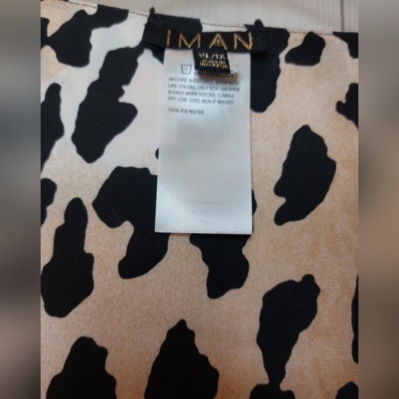 Iman Reversible Floral Animal Print Boxy Blouse Flowy Tunic Size XL Poncho Top - Picture 6 of 9